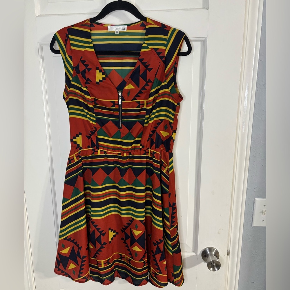Vibrant Multicolor Geometric Mini Dress